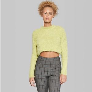 Wild Fable Mock Neck Crop Fuzzy Sweater